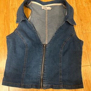 Adika denim zip up top